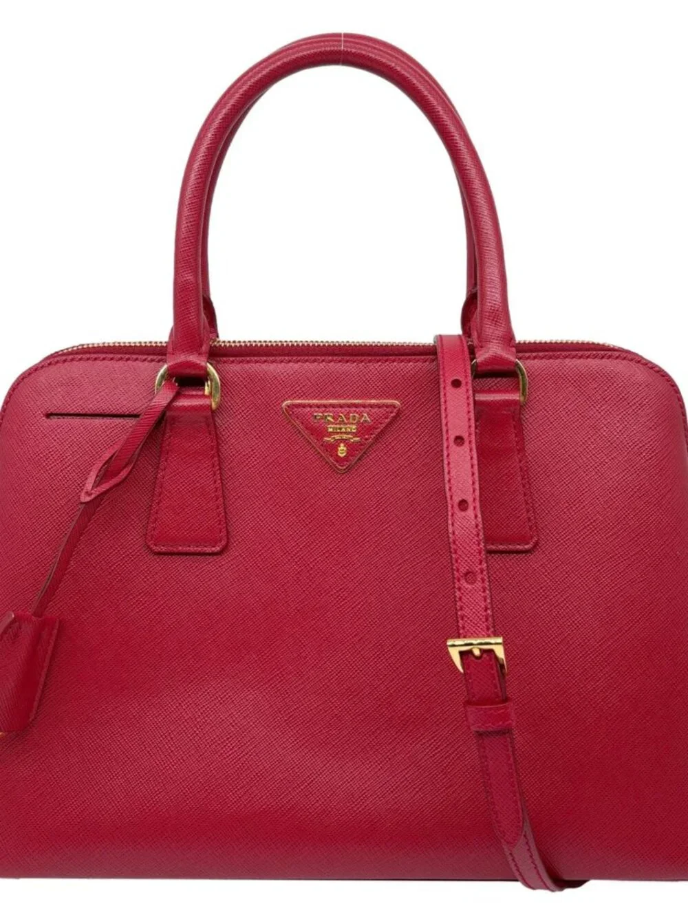 Prada Promenade Medium Saffiano Lux Leather Shoulder Bag Red